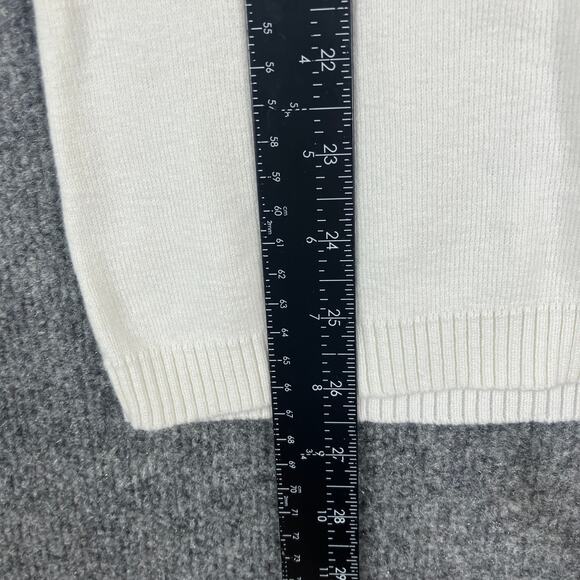 Aéropostale Sweater Womens M White V-Neck Button Cuff Knit Pullover - Picture 3 of 6
